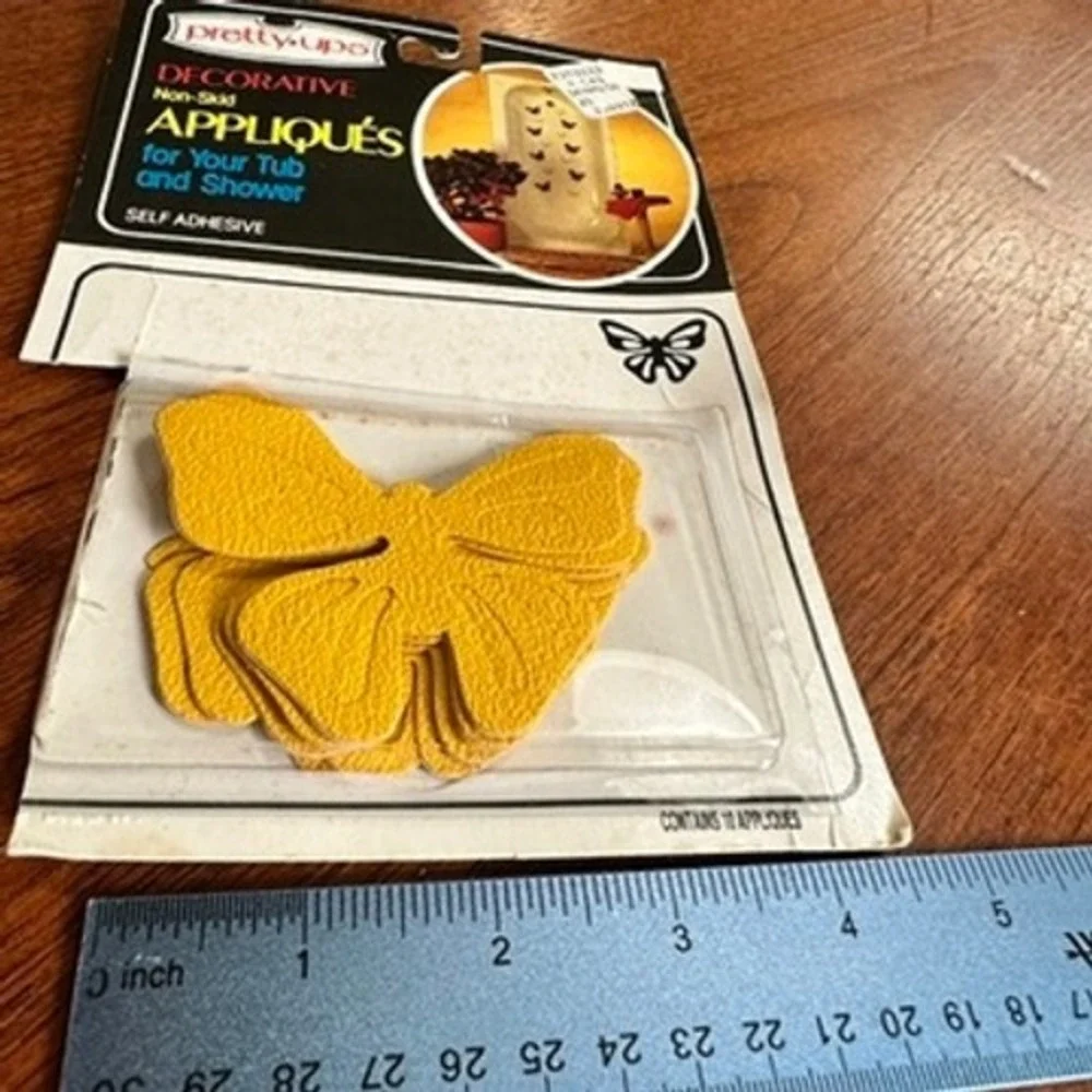 VTG Pretty Ups Yellow Butterfly Decorative Non-Skid Tub Shower Appliques 7 Count